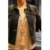 Long Pink Necklace with Tree of Life Pendant and Tassels | Trendy Fashion