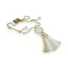 Collar largo de fantasía beige y blanco con medallón árbol de la vida