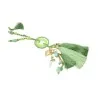 Collier Sautoir Bohème Vert avec Médaillon et Pompons | Mode Tendance