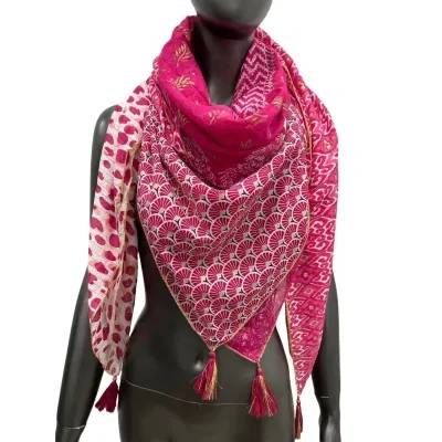 Patchwork-Tuch mit 4 Seiten in Fuchsia
