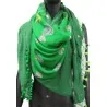 Four-sided patchwork scarf with green Brazil, heart and feather design