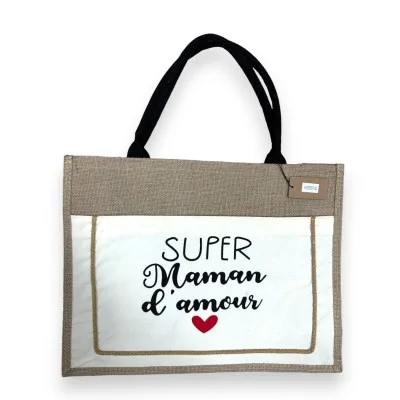 Bolsa de compras em juta Super Mãe Querida