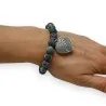 Bracelet Pierres Gris Anthracite & Médaillon Cœur | Bijou Tendance Élégant