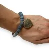 Bracelet Pierre Gris Anthracite avec Médaillon Cœur | Mode Tendance