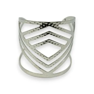 Bracciale polsino fantasia argentato con motivo a rombi
