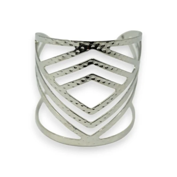 Silbernes Statement-Armband mit Rautenmuster