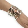 Pulsera Brazalete Plateada con Diseño de Rombos | Estilo Moderno y Ajustable