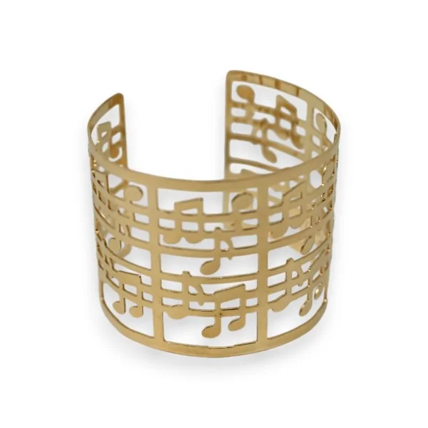 Goldenes Manschettenarmband mit Musiknoten