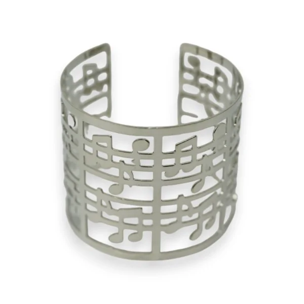 Brazalete plateado con notas musicales