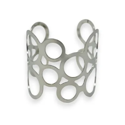 Bracelete de punho prateado com padrão circular