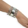 Bracelete Largo Prateado com Design Entrelaçado | Joia Feminina Tendência