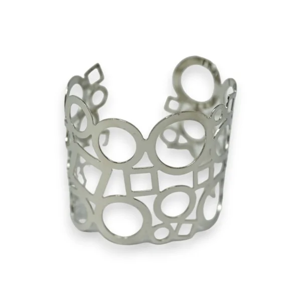 Brazalete plateado con forma geométrica