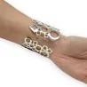 Bracelete Largo Prateado | Design Geométrico Ajustável | Moda Tendência