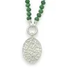 Colar Fantasia de Pérolas Verdes & Medalhão Prateado | Bijuterias da Moda Tendência