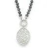 Collier Fantaisie Perles Grises & Médaillon Argenté | Bijou Élégant