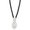 Collier Fantaisie Perles Noires & Médaillon Argenté | Bijou Élégant & Tendance
