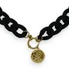 Fantasy Necklace with Black Resin Chain & Golden Pendant | Trendy Fashion