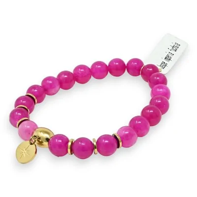 Bracelet Fuchsia Imperial Jasper with Star Medallion Charm