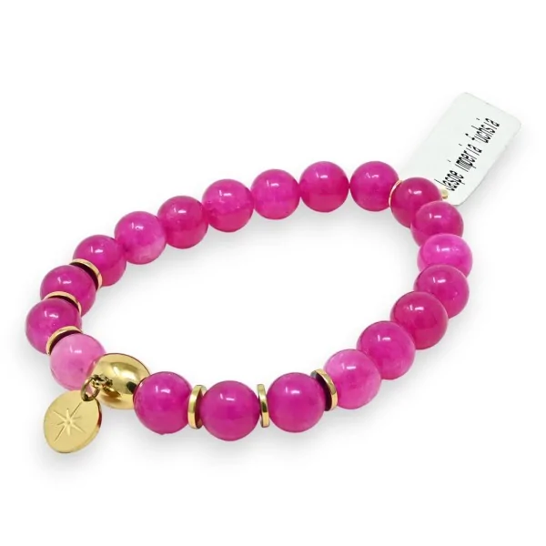 Bracciale Diaspro Imperia Fucsia con ciondoli a medaglione a stella
