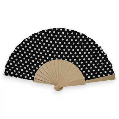 Ventaglio stampato a pois bianco e nero