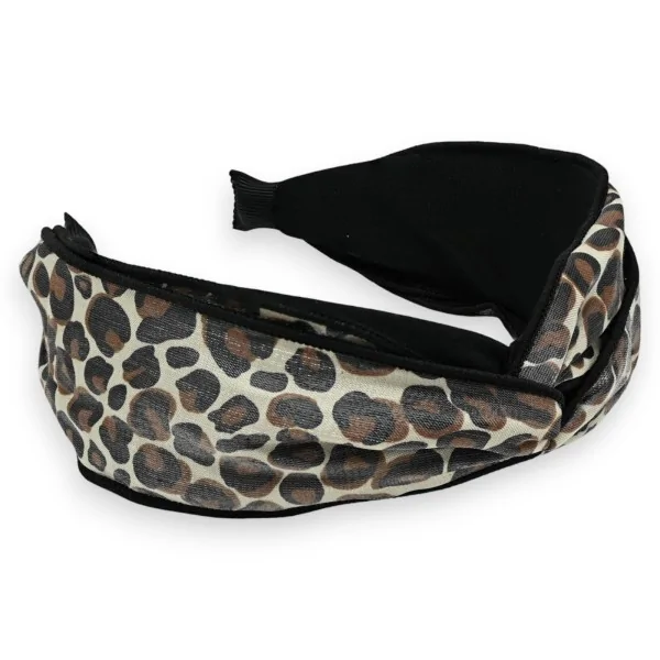 Cerchietto largo leopardato marrone e nero
