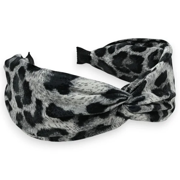 Diadema ancha de leopardo gris y negro