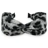 Tiara larga de leopardo cinza e preto