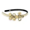 Serre tête résine beige 2 petites fleurs avec strass