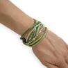 Double wrap bracelet in shades of green with pearls