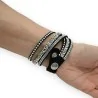 Schwarzes Doppel-Armband mit mehrfarbigen Strasssteinen | Trendiger Modeschmuck 2024