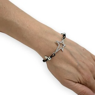 Braccialetto elastico sottile con stella di strass