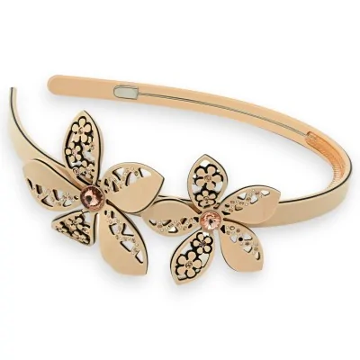 Tiara de Flores Bege Rosado