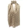 Foulard sottile beige con stampa floreale dorata