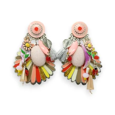 Brincos de clip margarida multicolorida