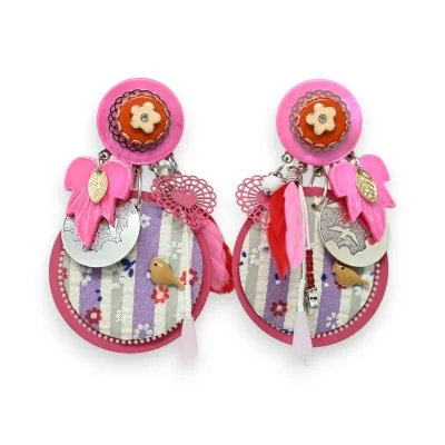 Frühlings-Ohrclips in Fuchsia