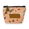 Porte-monnaie motif fleurs et lapins | Accessoire mode kawaii saumon