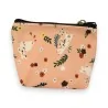 Porte-monnaie motif fleurs et lapins | Accessoire mode kawaii saumon