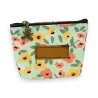 Carteira com padrão de flores laranja e amarela