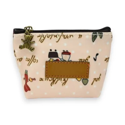 Wallet with pink writing pattern