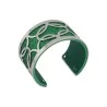 Bracelet Manchette Flora Verde | Bijou Tendance Simili Cuir Vert & Argent