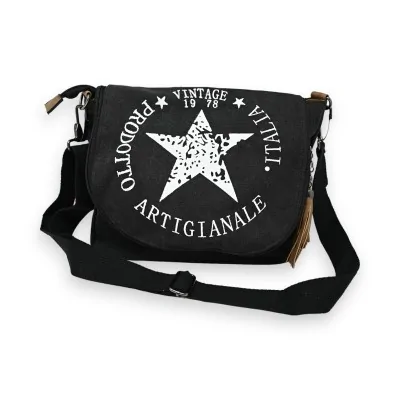 Borsa a tracolla vintage con stella nera