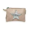 Bolso de mano rosa pálido con estrella brillante