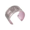 Brazalete árbol de la vida plateado con cuero sintético rosa brillante y rosa con purpurina