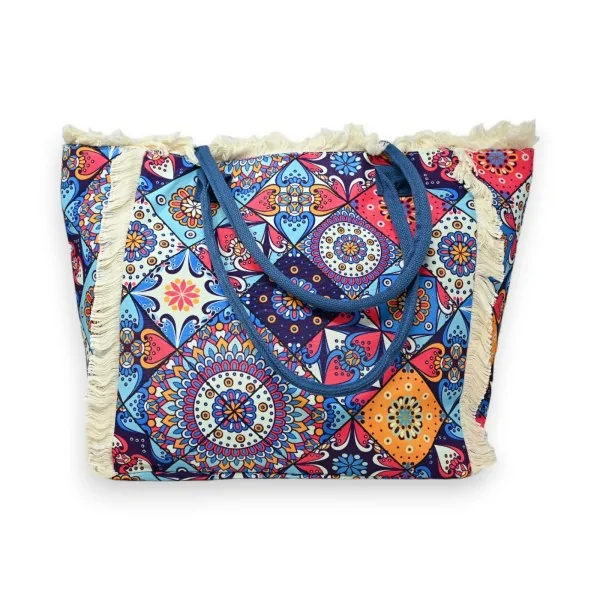 Bolso tote de nylon con formas geométricas multicolores