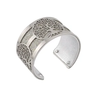 Armband Lebensbaum Silber Kunstleder glitzernd und glänzend silber