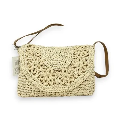 Bolsa tiracolo boêmia de palha natural