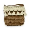 Bolsa tiracolo boêmia de palha com macramê e pompons | Moda Tendência