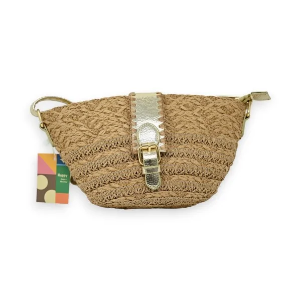 Dark straw and gold bohemian shoulder bag