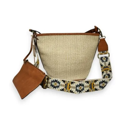Sac bohème en paille avec...