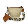 Bolsa boêmia de palha com alça étnica